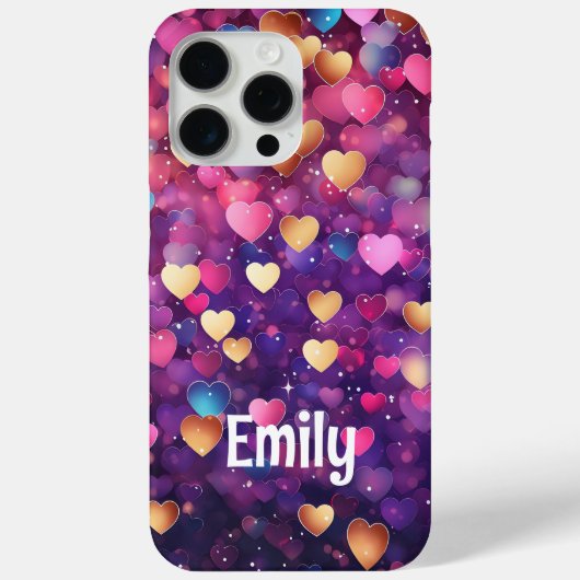 Romantisch Modern Love Hearts Gepersonaliseerde na Case-Mate iPhone Case (Achterkant)