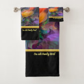 Romantisch modern met een kleurrijk vogelmonogram bad handdoek (Insitu)