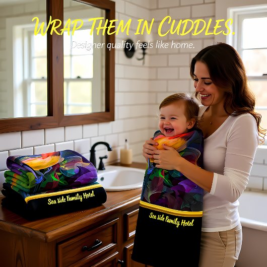 Romantisch modern met een kleurrijk vogelmonogram bad handdoek