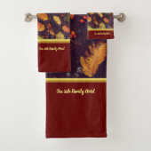 Romantisch modern met herfstbladeren rood bad handdoek (Insitu)
