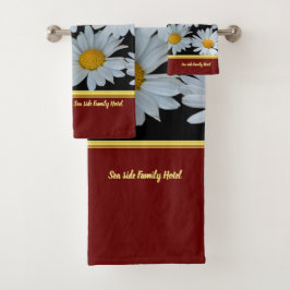 Romantisch modern met madeliefje textuur .red bad handdoek