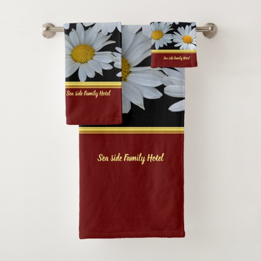 Romantisch modern met madeliefje textuur .red bad handdoek (Insitu)