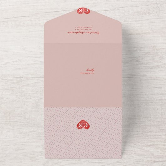 Romantisch Modern Roos bloemblaadjes foto overlay  All In One Uitnodiging (Buitenkant)