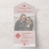 Romantisch Modern Roos bloemblaadjes foto overlay  All In One Uitnodiging (Binnen)