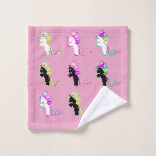 Romantisch modern Schattige Eenhoorn monogram Bad Handdoek (Wasdoekje)