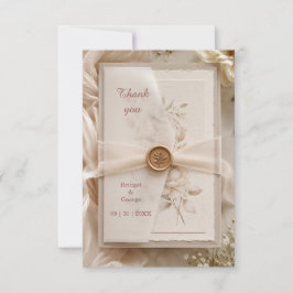 Romantisch modern Vellum Huwelijks Waszegel Bedankkaart