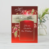 ROMANTISCH MONOGRAAM / KLOPPEN,rood,groen,rood rob Kaart (Staand voorkant)