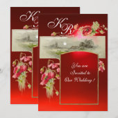 ROMANTISCH MONOGRAAM / KLOPPEN,rood,groen,rood rob Kaart (Voorkant / Achterkant)