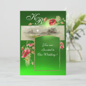 ROMANTISCH MONOGRAAM / KLOPPOPPIES, rood, groen sm Kaart (Staand voorkant)
