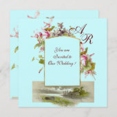 ROMANTISCH MONOGRAM /CYCLAMEN,roze groen blauw Kaart (Voorkant / Achterkant)