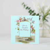 ROMANTISCH MONOGRAM /CYCLAMEN,roze groen blauw Kaart (Staand voorkant)