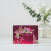 ROMANTISCH MONOGRAM,Cyclamen roze groen wit Visitekaartje (Staand voorkant)