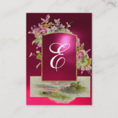 ROMANTISCH MONOGRAM,Cyclamen roze groen wit Visitekaartje (Achterkant)