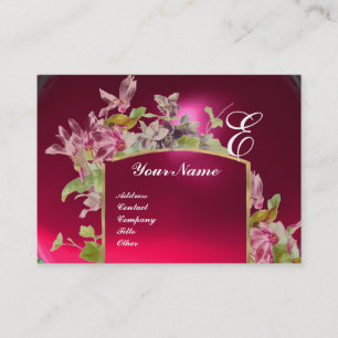 ROMANTISCH MONOGRAM,Cyclamen roze groen wit Visitekaartje