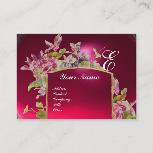 ROMANTISCH MONOGRAM,Cyclamen roze groen wit Visitekaartje (Voorkant)
