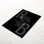 Romantisch Monogram Goud en Zwart Trouwen QR Code Folie Uitnodiging (Gedraaid)
