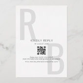 Romantisch Monogram Goud en Zwart Trouwen QR Code Folie Uitnodiging (Achterkant)