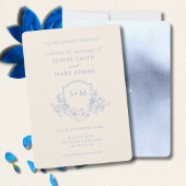 Romantisch Monogram Initiaal Crest Floral Wedding Kaart