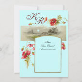 ROMANTISCH MONOGRAM / KLOPPOPPIES,rood,groen, blau Kaart (Achterkant)