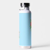 Romantisch Monogram Pioenen Tuin Blauw Waterfles (Rechts)