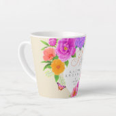 Romantisch Monogram Pioenentuin Beige Latte Mok (Linkerhoek)