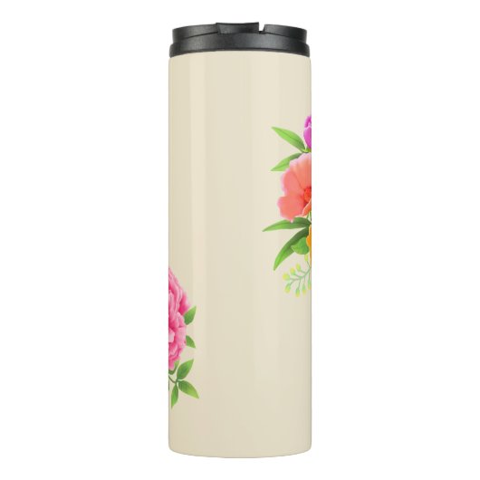 Romantisch Monogram Pioenentuin Beige Thermosbeker (Achterkant)