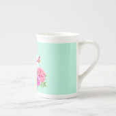 Romantisch Monogram Pioenentuin Groen Porselein Kop (Rechts)