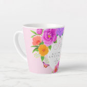 Romantisch Monogram Pioenentuin Roze Latte Mok (Linkerhoek)