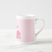 Romantisch Monogram Pioenentuin Roze Porselein Kop (Rechts)