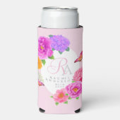 Romantisch Monogram Pioenentuin Roze Seltzer Blikjeskoeler (Seltzer Voorkant)