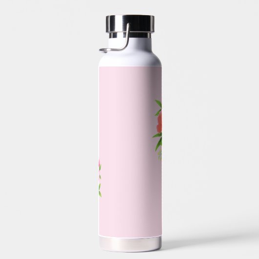 Romantisch Monogram Pioenentuin Roze Waterfles (Rechts)