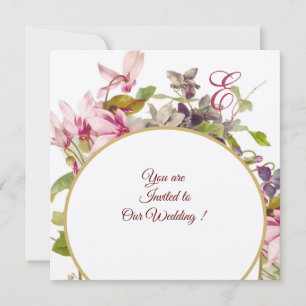 ROMANTISCH MONOGRAM, ROZE CYCLAMEN, Bloem Kaart