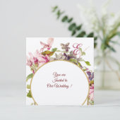 ROMANTISCH MONOGRAM, ROZE CYCLAMEN, Bloem Kaart (Staand voorkant)