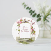 ROMANTISCH MONOGRAM, ROZE CYCLAMEN, Bloem Kaart (Staand voorkant)