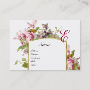 ROMANTISCH MONOGRAM, roze groen wit Cyclamens Visitekaartje