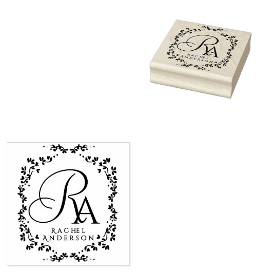 Romantisch monogram rubberstempel (Gestempeld)