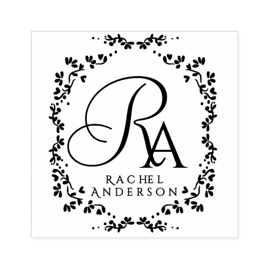 Romantisch monogram rubberstempel (Afrduk)