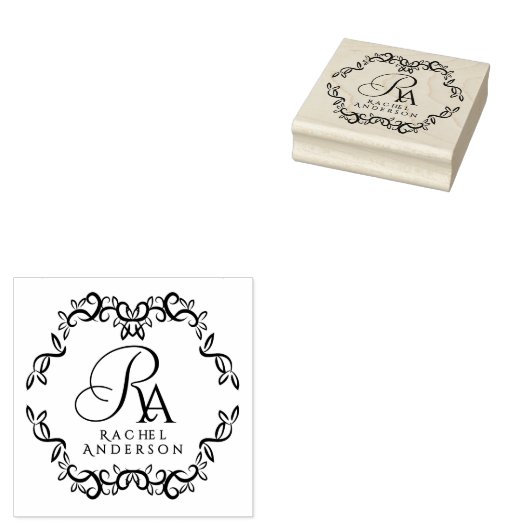Romantisch monogram rubberstempel (Gestempeld)
