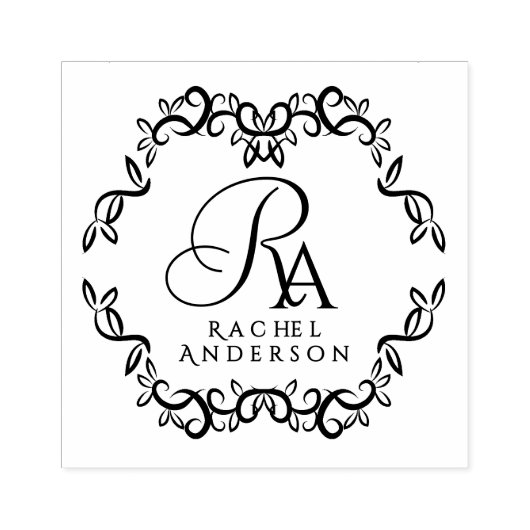 Romantisch monogram rubberstempel (Afrduk)