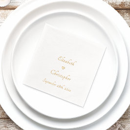 Romantisch Monogram Trouwdatum Party Cocktail Gold Folie Servetten