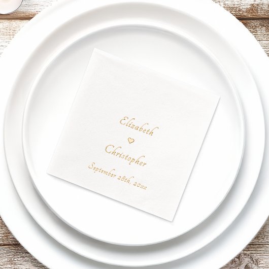 Romantisch Monogram Trouwdatum Party Cocktail Gold Folie Servetten