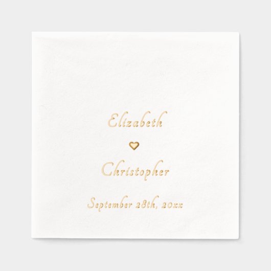 Romantisch Monogram Trouwdatum Party Cocktail Gold Folie Servetten (Voorkant)