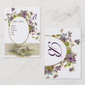 ROMANTISCH MONOGRAM, VIOLETS paarse groene eiersch Visitekaartje (Voorkant / Achterkant)
