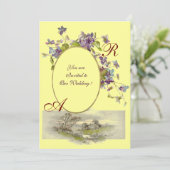 ROMANTISCH MONOGRAM / VIOLETTEN, groen paars, geel Kaart (Staand voorkant)