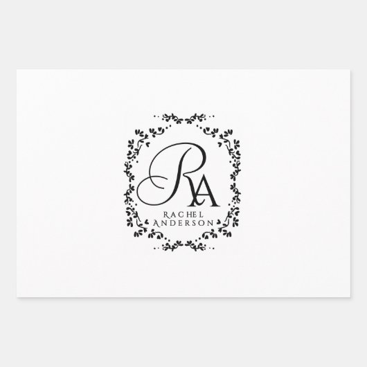 Romantisch monogram wit inpakpapier vel (Voorkant 2)