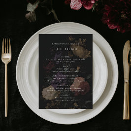 Romantisch Moody Dark Flowers Wedding Vrijgezellen Menu