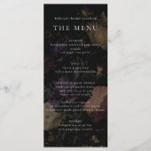 Romantisch Moody Dark Flowers Wedding Vrijgezellen Menu (Voorkant)