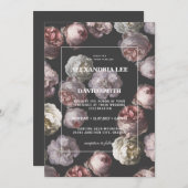 Romantisch Moody Delicate Donker Zwart Bloemen Huw Kaart (Voorkant / Achterkant)