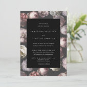 Romantisch Moody Delicate Donker Zwart Bloemen Huw Kaart (Staand voorkant)