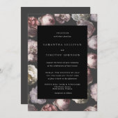Romantisch Moody Delicate Donker Zwart Bloemen Huw Kaart (Voorkant / Achterkant)